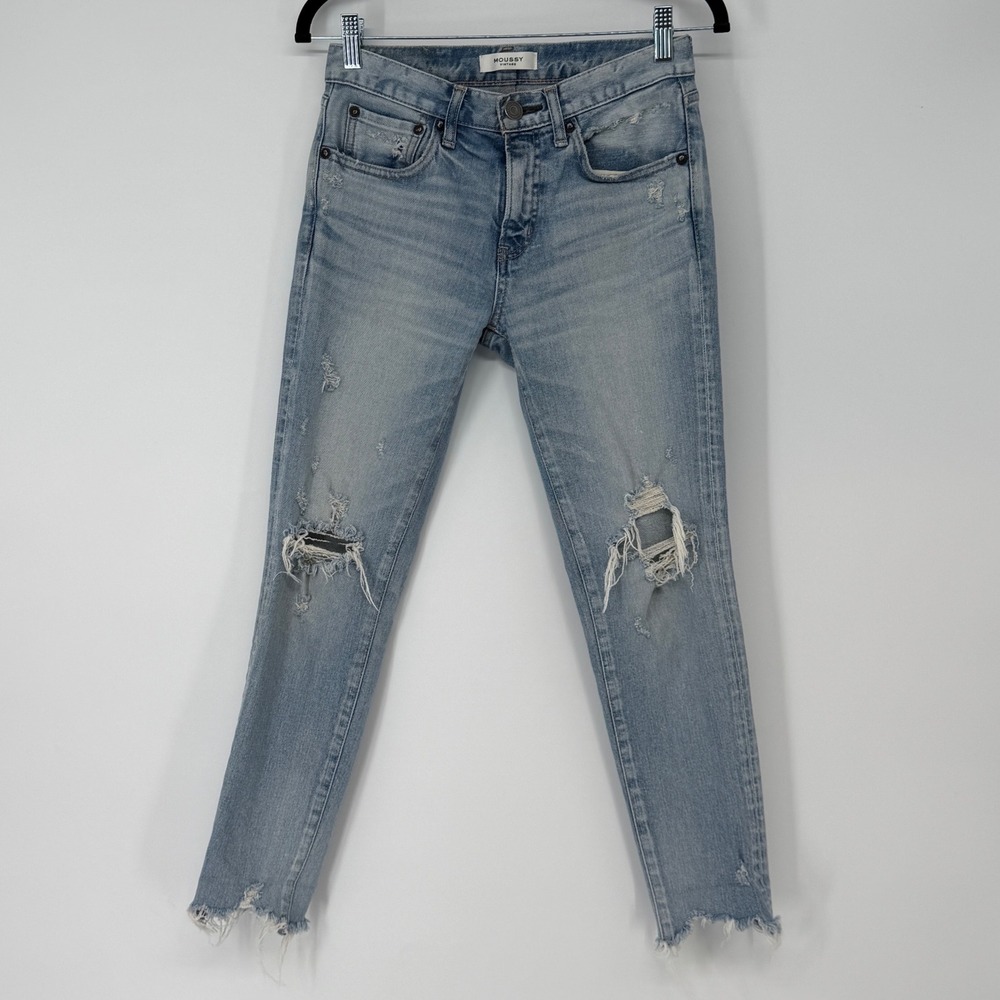 Moussy Vintage Distressed Skinny Jeans Blue Selvedge Made‎ in Japan Size 25